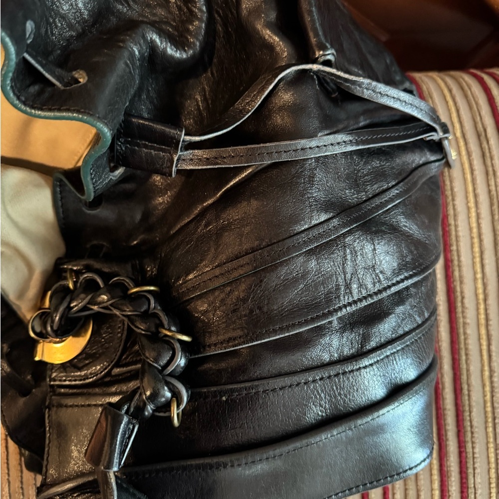 Chloe Heloise Black Leather Tote with Gold Accents - Picture 10 of 13